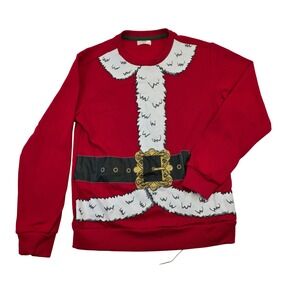 Holiday Time Santa Suit Light Up LED Belt Red Christmas Sweatshirt Men's S